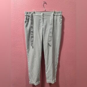 Eva Mendes Women’s Striped Cropped Ankle Cropped Pants Size XL